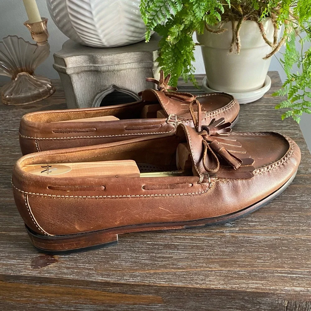 Cole Haan Mens Leather Tassel‎ Loafers Casual Slip On Brown Tan 12 D Tan Brown